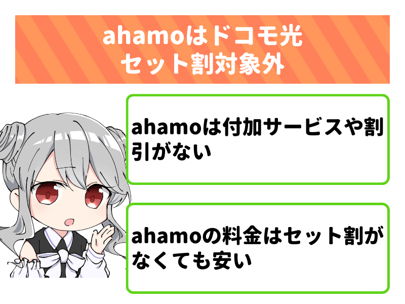 ahamo（アハモ）はドコモ光のスマホセット割対象外