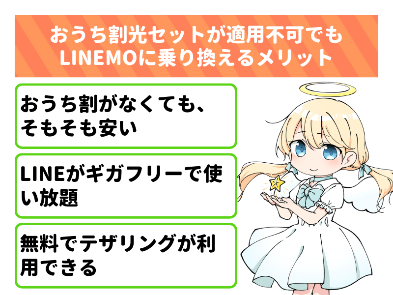 おうち割光セットが適用できなくてもLINEMOに乗り換えるメリット