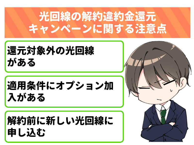 光回線の解約違約金還元キャンペーンに関する注意点