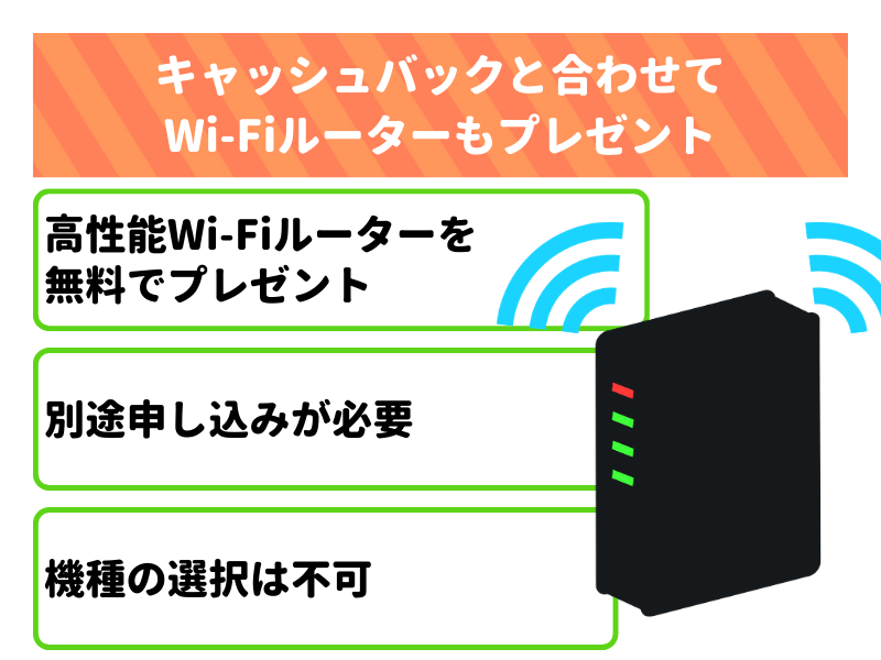 GMOとくとくBBは、キャッシュバックと合わせてWi-Fiルーターもプレゼント