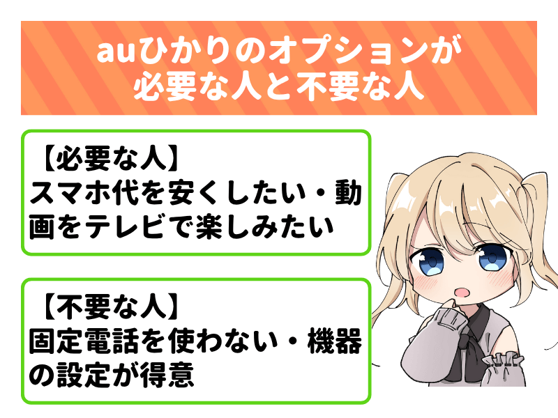 auひかりのオプションが必要な人と不要な人の見極め方