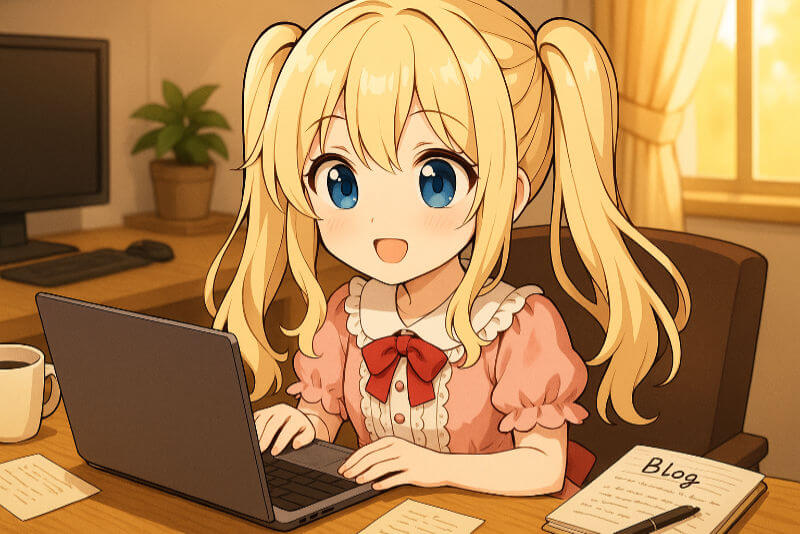 BIGLOBEのキャンペーンをパソコンで見ている女の子