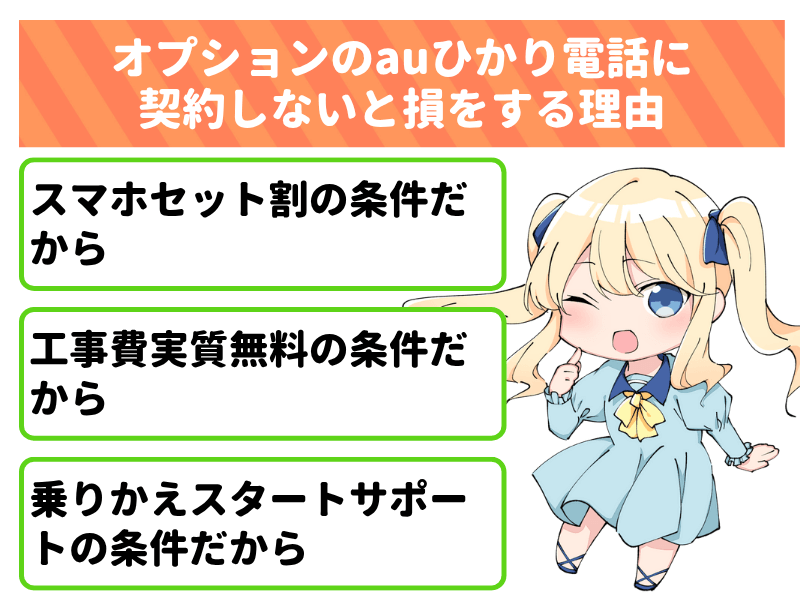 オプションのauひかり電話は契約しないと損をする可能性が高い