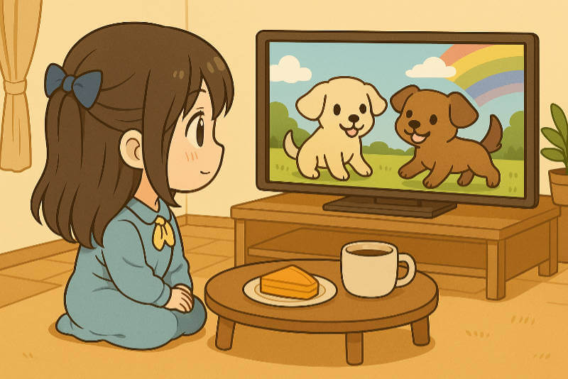 auひかりテレビをみる女の子